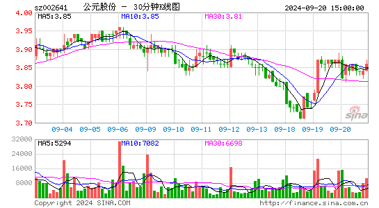 002641公元股份三十分钟K线