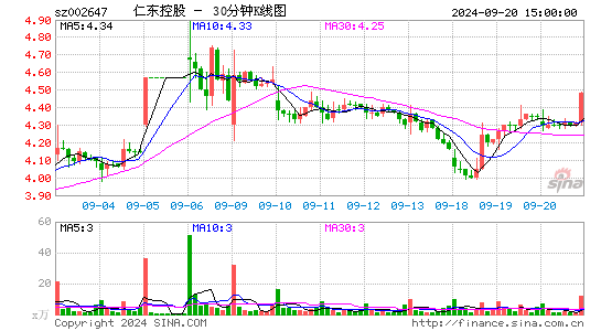 002647仁东控股三十分钟K线