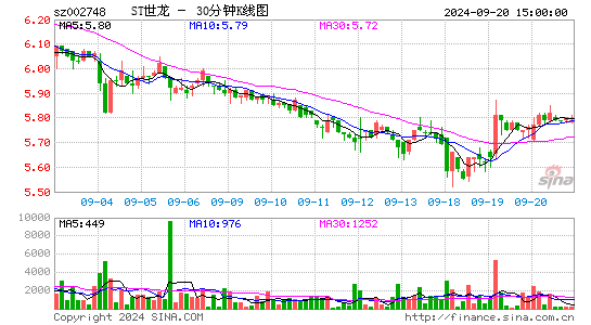 002748世龙实业三十分钟K线