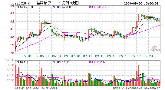 002847盐津铺子三十分钟K线