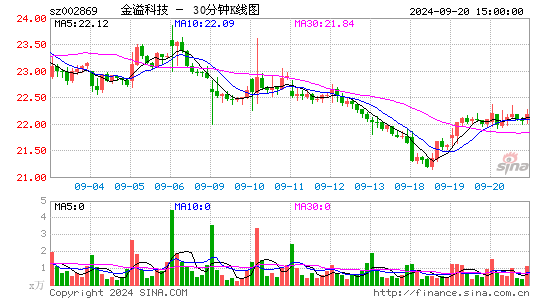 002869金溢科技三十分钟K线