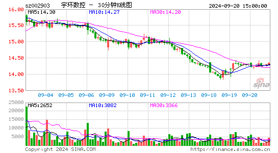 002903宇环数控三十分钟K线