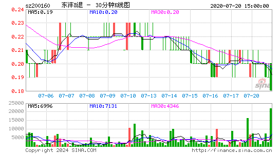 200160东沣B退三十分钟K线