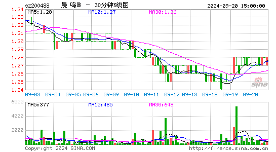 200488晨鸣B三十分钟K线