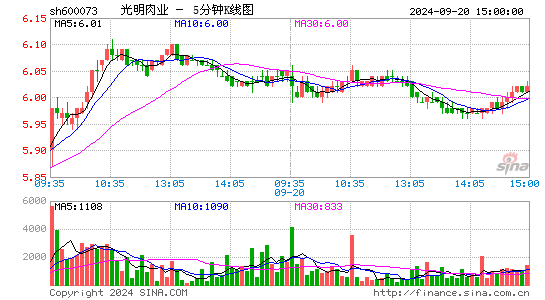 600073上海梅林五分K线
