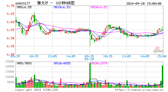 600177雅戈尔五分K线