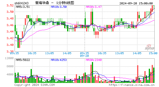 600243青海华鼎五分K线
