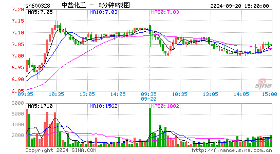 600328中盐化工五分K线