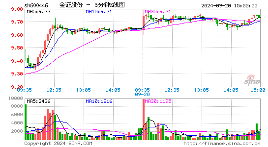 600446金证股份五分K线
