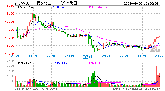 600486扬农化工五分K线