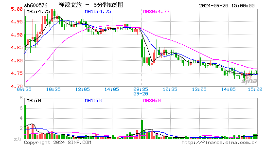 600576祥源文化五分K线
