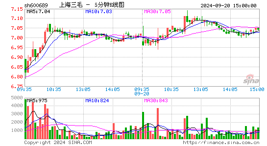 600689上海三毛五分K线