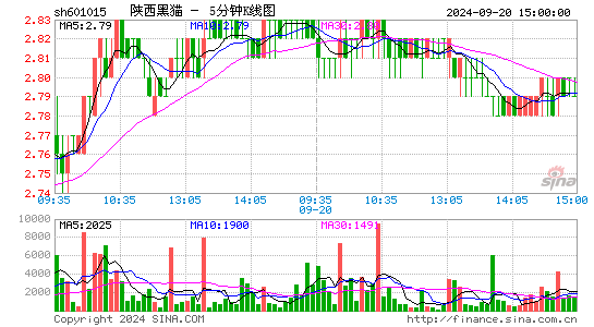 601015陕西黑猫五分K线