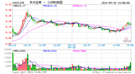 601198东兴证券五分K线