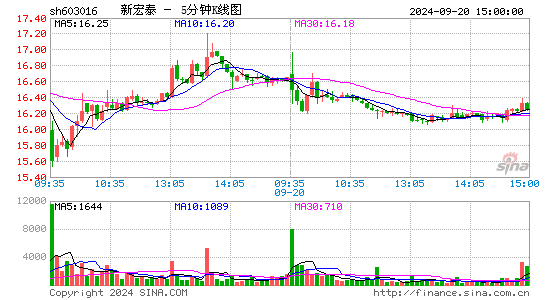 603016新宏泰五分K线