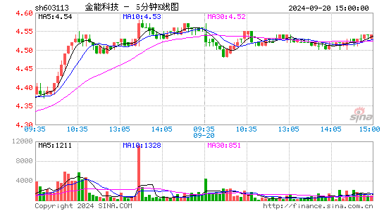 603113金能科技五分K线