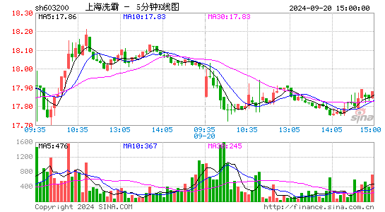 603200上海洗霸五分K线