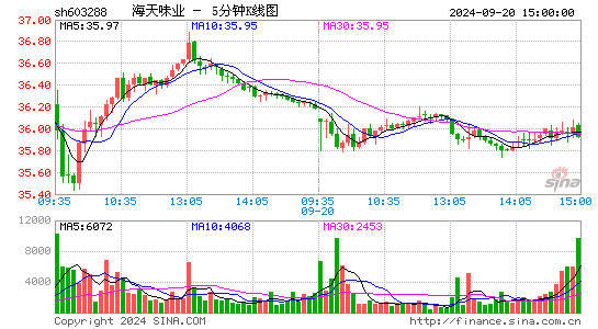 603288海天味业五分K线