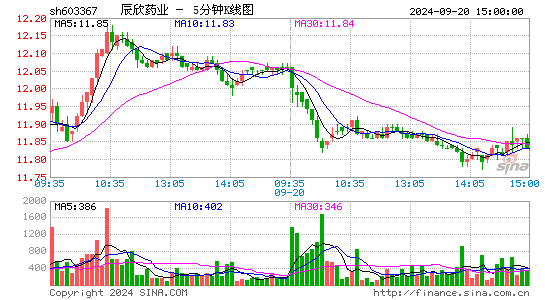 603367辰欣药业五分K线