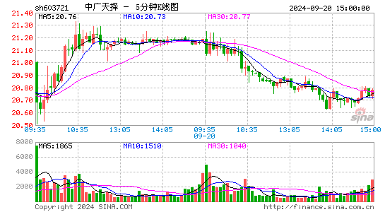 603721中广天择五分K线