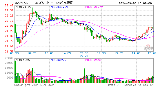 603799华友钴业五分K线