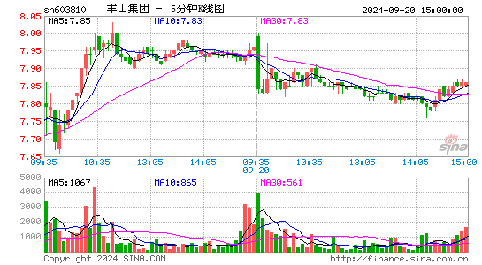 603810丰山集团五分K线