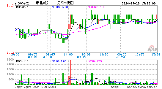 900902市北B股五分K线