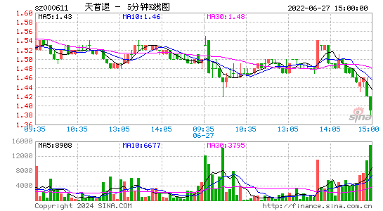 000611天首退五分K线