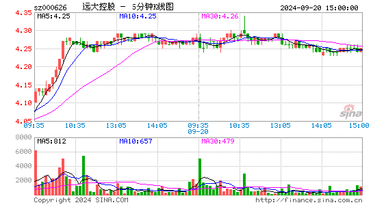 000626远大控股五分K线