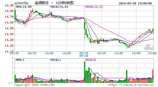000792盐湖股份五分K线