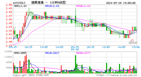 000813德展健康五分K线