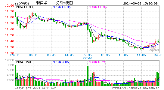 000902新洋丰五分K线