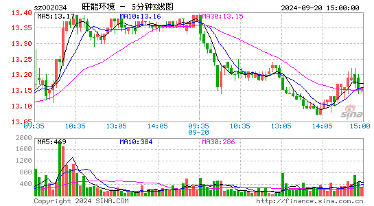 002034旺能环境五分K线