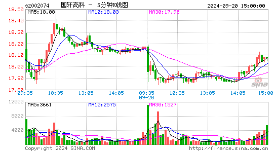 002074国轩高科五分K线