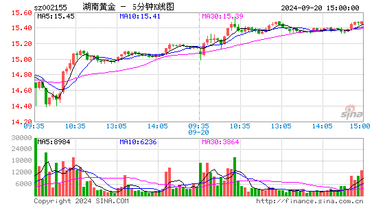 002155湖南黄金五分K线