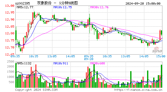 002395双象股份五分K线