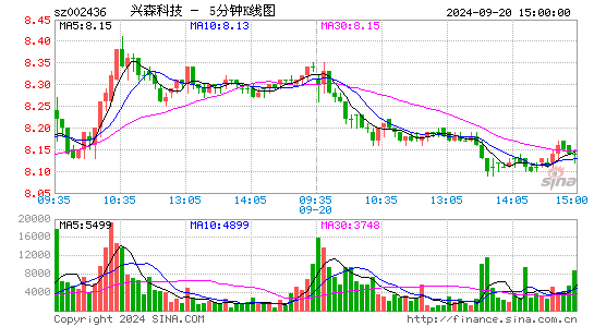 002436兴森科技五分K线