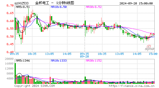 002533金杯电工五分K线