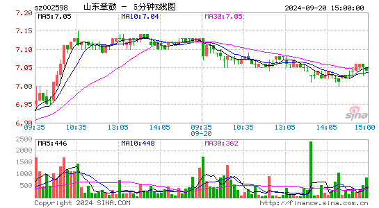 002598山东章鼓五分K线
