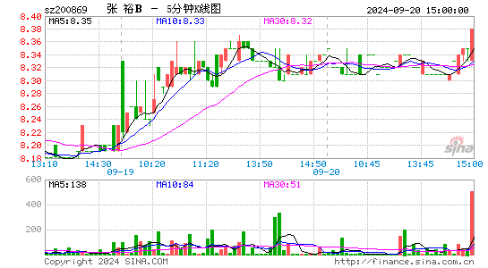 200869张裕B五分K线