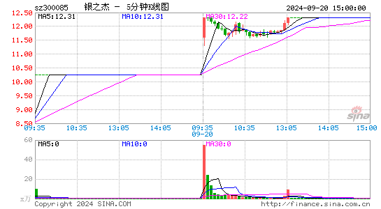 300085银之杰五分K线