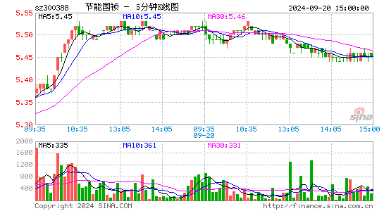 300388节能国祯五分K线